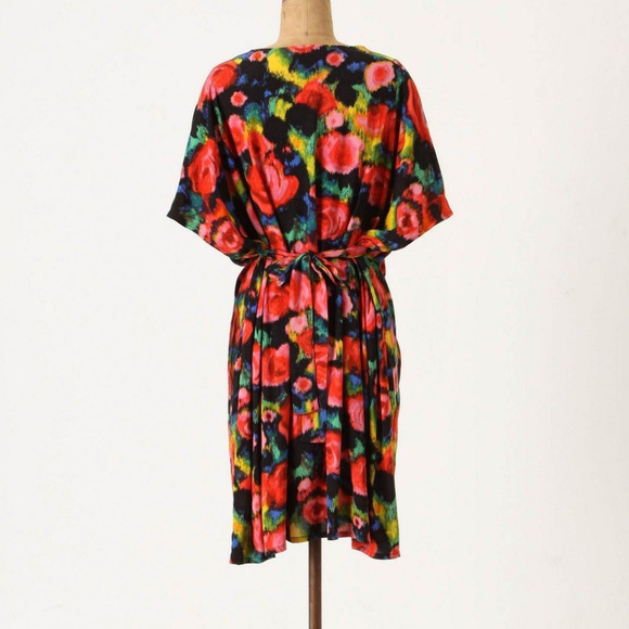 Anthropologie Dress Vintage Fabric Floral Boho V-Neck Caftan One of a Kind 0/S - Picture 2 of 2